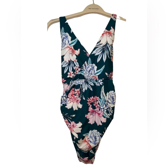 PinkBlush Jade Floral Waist Tie Maternity One-Piece Swimsuit Size Small - Picture 4 of 14
